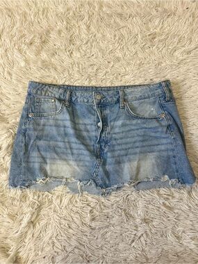 3/$25 & Denim Mini Denim Skirt Frayed Hem Cotton